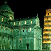 Leaning tower of Pisa, Italy, by night.